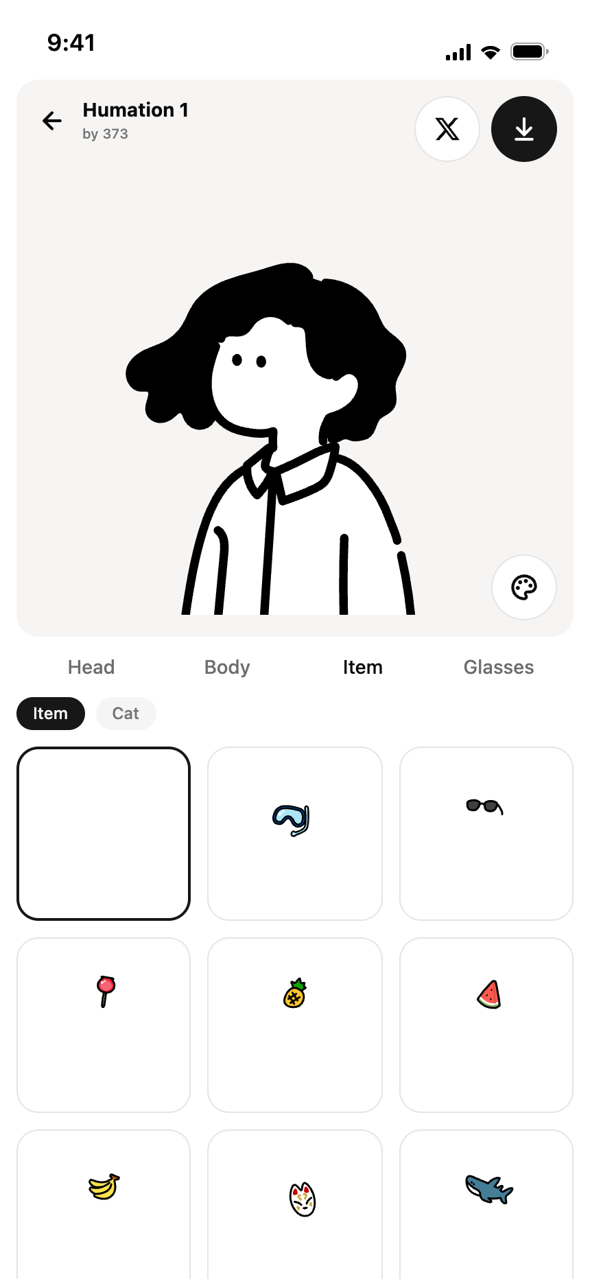 Adding an item or a cat companion in the Item tab